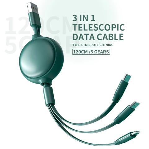 Hot Selling Quality 5Th Gear Adjustment 3In1 Charging Data Cable Phone Type C Android For IOS Type-C Mirco Phone