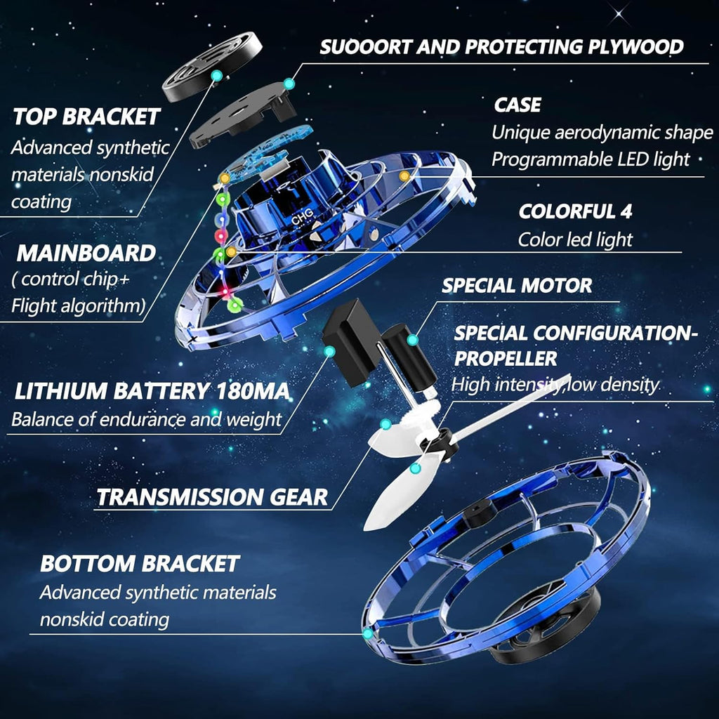 Flying Spinner with LED Lights  USB Rechargeable for Fun Indoor Outdoor